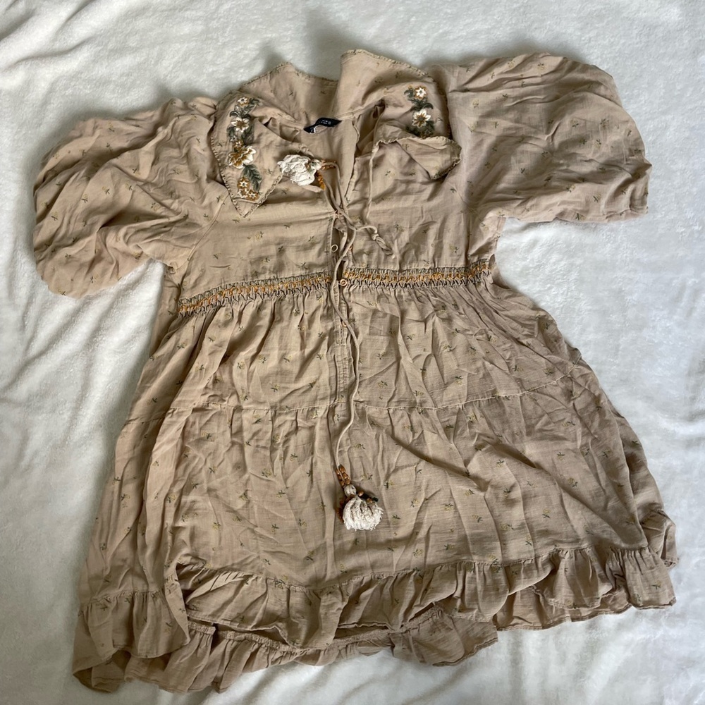 Zara Boho Floral Peter Pan Collar mini dress - Picture 5 of 12